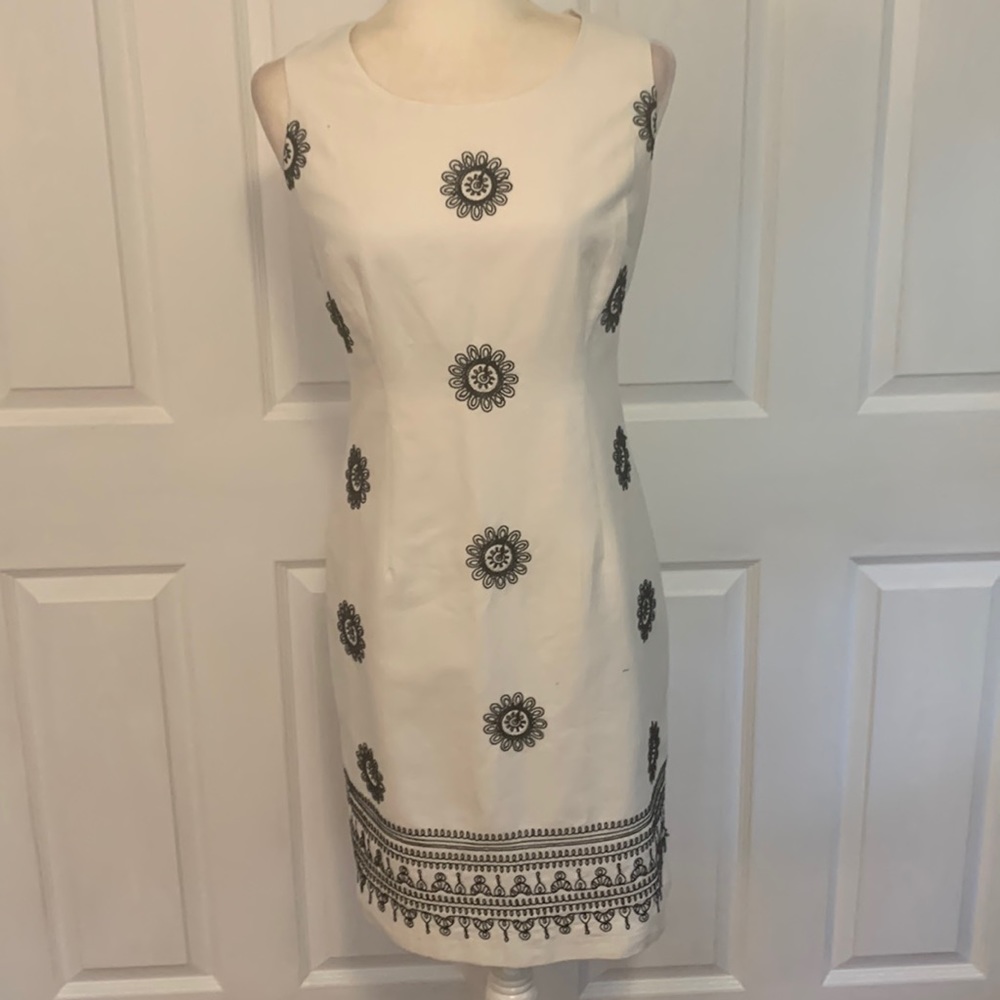 Talbots White and Black Sleeveless Dress
